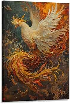 Amazon.co.jp: 絵画 豪華な金色の鳳凰 アートパネル ポスター イラスト